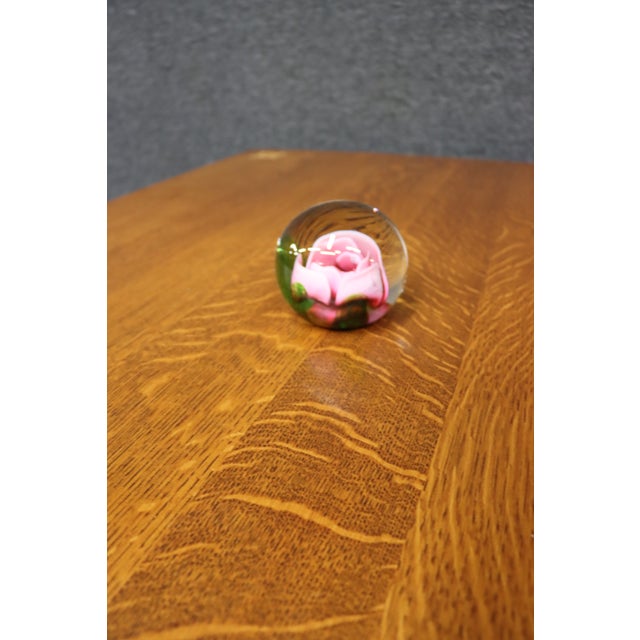 Late 20th Century Art Glass Pink Rose Paperweight For Sale - Image 5 of 7