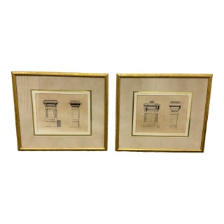 Bombay Company French Architecture Framed Prints, 16th Century, Pair For Sale