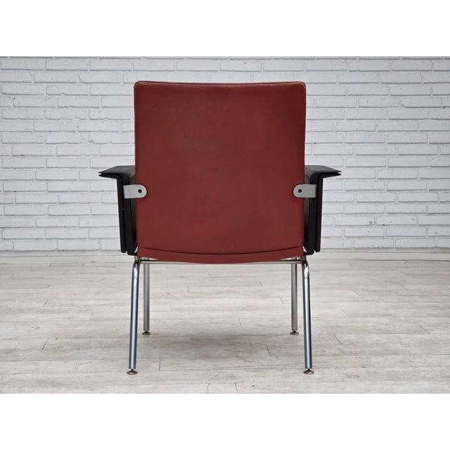 Brown Danish in Leather and Chrome Steel Armchair by Arne Vodder for Sibast, 1970s For Sale - Image 8 of 18