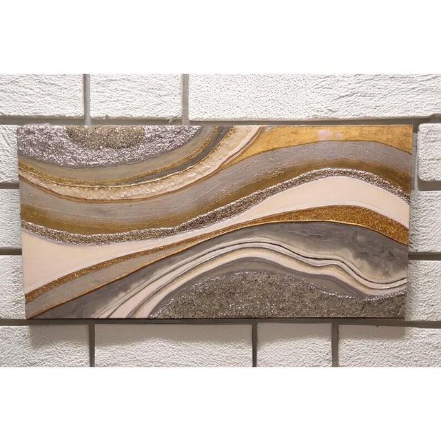 Wood Resin Geode Painting, Gold Leaf and Crushed Glass (48"x24") For Sale - Image 7 of 10