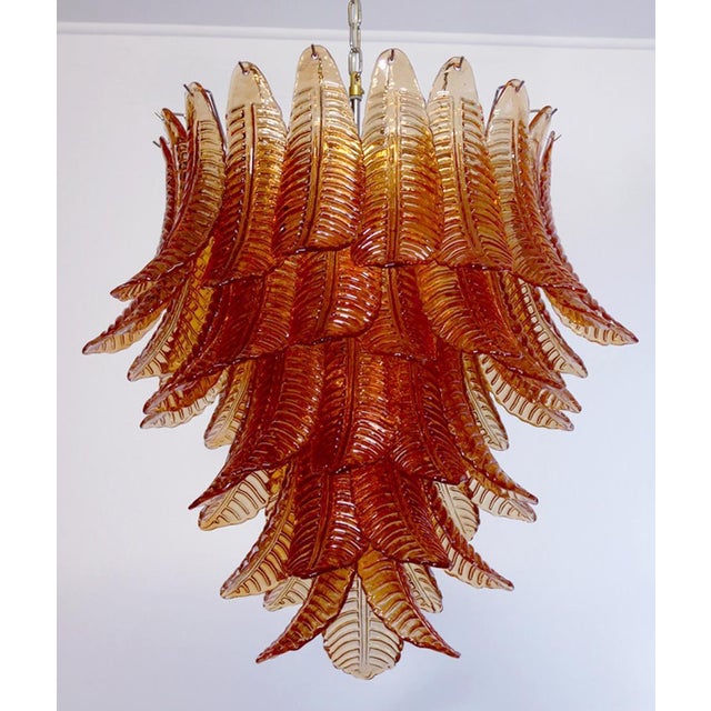Italian Chandelier with Leaves in the style of Barovier & Toso For Sale - Image 11 of 18