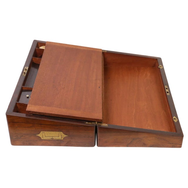 English Mother-of-Pearl Inlaid Rosewood Box , Campaign Desk For Sale - Image 6 of 9
