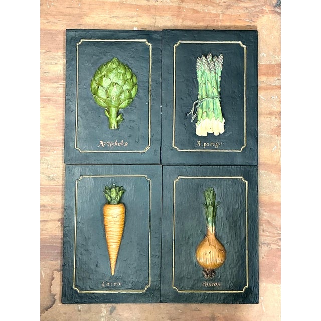 Vintage Vegetable Relief Wall Plaques - Set of 4 For Sale - Image 10 of 16