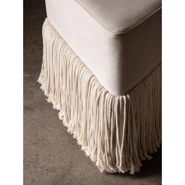 Allard Triangular Ottoman with Fringe, Milk For Sale - Image 4 of 7