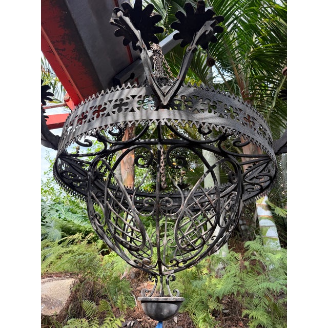 Early 20th Century Large Gothic Revival / Spanish Revival Hand-Worked Iron Chandeliers For Sale In San Diego - Image 6 of 6