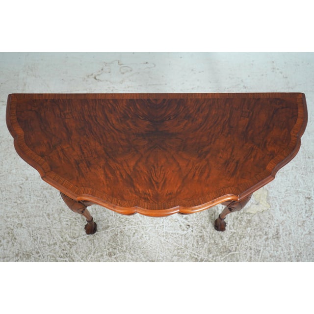 Wood Vintage Burl Walnut George II 1 Drawer Console Table For Sale - Image 7 of 18