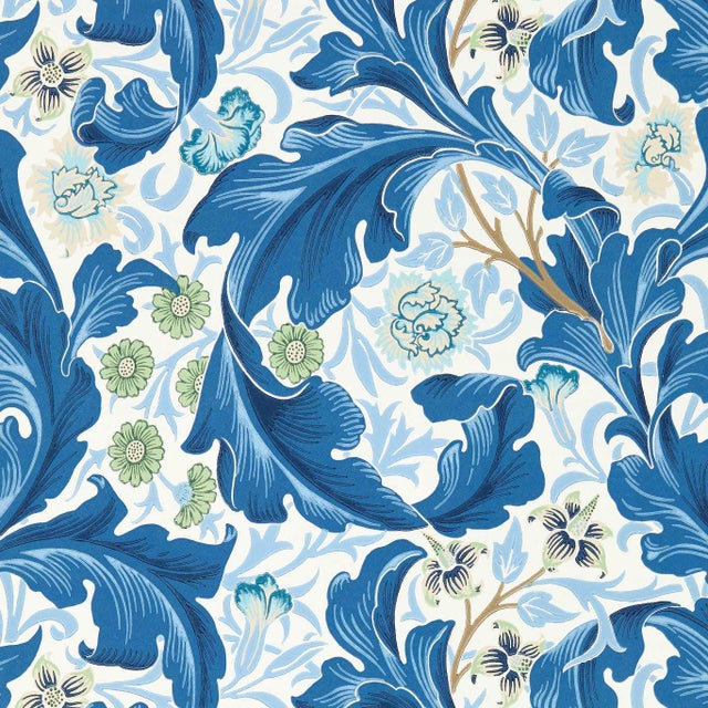 Morris & Co Leicester Wallpaper in Paradise Blue - a Sample For Sale