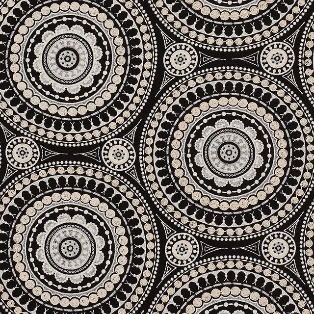Abstract Schumacher Idris Embroidery Fabric in Black & Ivory For Sale - Image 3 of 3