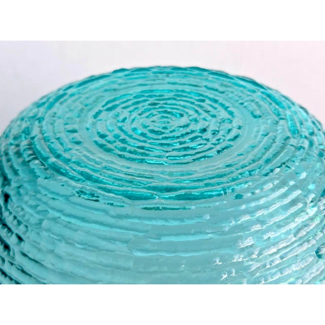Vintage 1960s Anchor Hocking Aquamarine Lido Soreno Glass Serving Bowl For Sale - Image 11 of 11