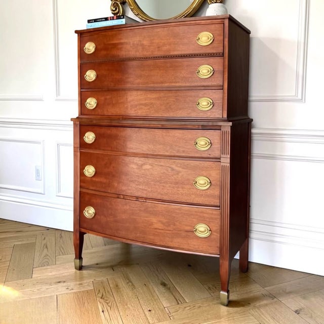 Vintage Federal Revival Mahogany Gentleman’s Chest | Tall Dresser | Tallboy For Sale In Raleigh - Image 6 of 11