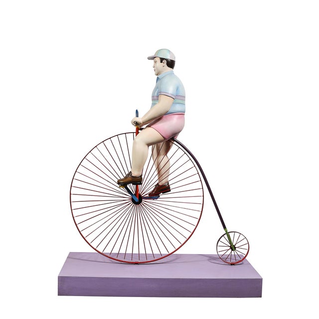 Mid-Century Modern Boy Riding a High Bicycle Edition 11/25 Documented & Signed by Sergio Bustamante For Sale - Image 3 of 18