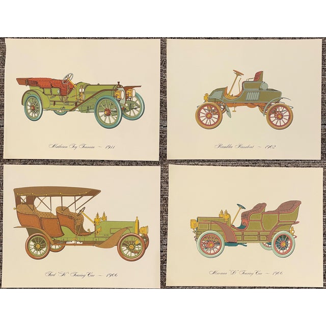 Set of four lithographs by Clarence P. Hornung (1899-1997) of 1906 Marmon D Touring Car, 1902 Rambler Runabout, 1906 Ford...