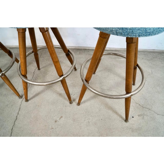 Teal 1960’s Mid-Century Modern Bentwood Bar Stools - Set of 3 For Sale - Image 8 of 12