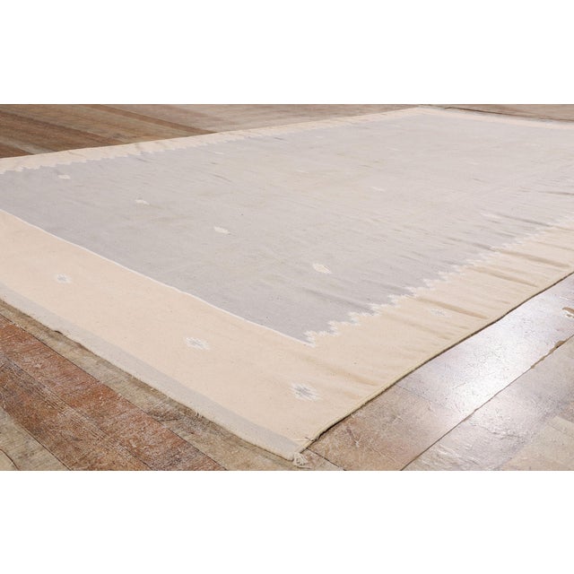 Light Gray Vintage Indian Dhurrie Rug, 08'02 X 14'02 For Sale - Image 8 of 10