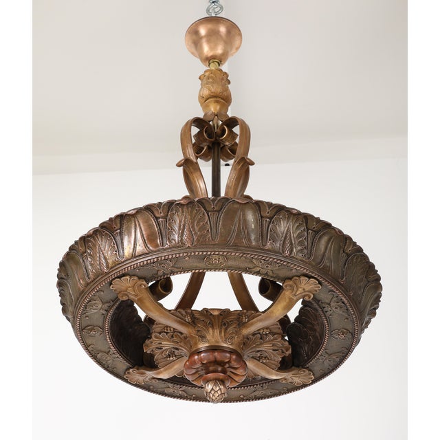 Metal 1930's French Bronze Chandelier For Sale - Image 7 of 18