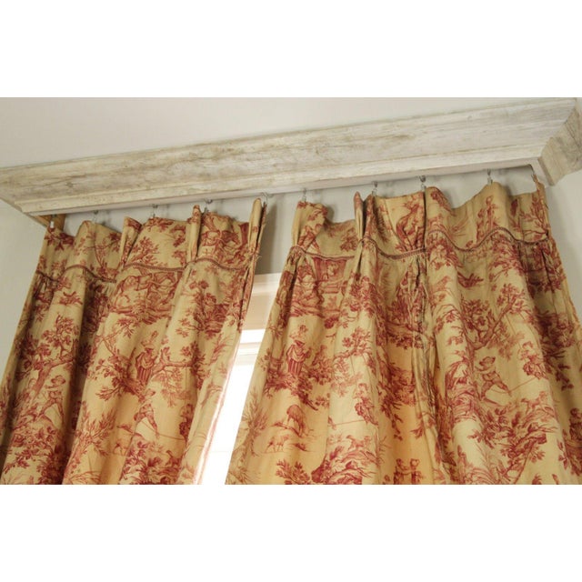 Curtains Toile De Jouy Pair Drapes Red Antique French Set With Tie Back Chairish