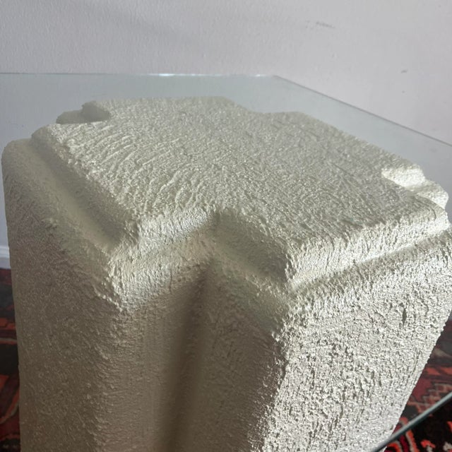 Postmodern side table. MDF with painted plaster finish Matching coffee table available.