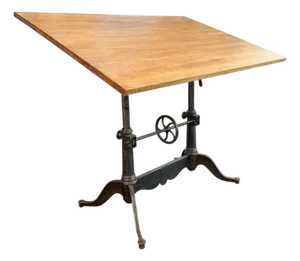 Antique Gunmetal Cast Iron and Pine Drafting Table by Keuffel & Esser