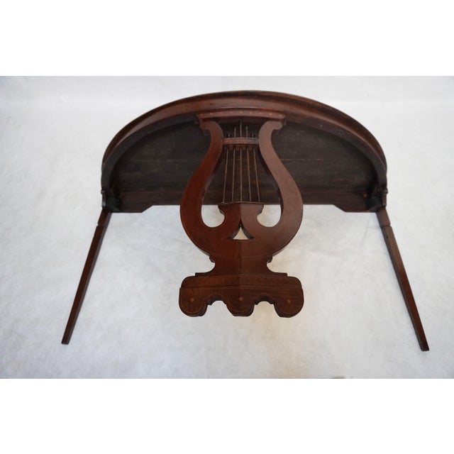 Mid 20th Century Pair of Demilune Consoles With Harp / Lyre Detail For Sale - Image 9 of 18