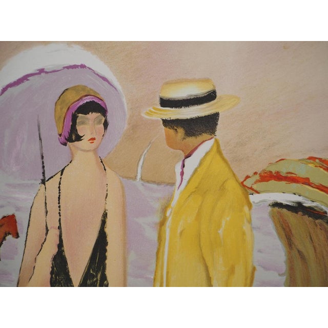 Ramon DILLEY (1933) Couple on the beach Original lithograph signed in pencil Numbered / 250 copies On Arches vellum 76 x...