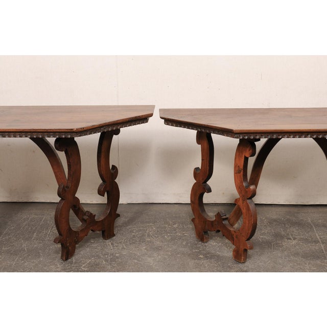 19th Century Italian Halved-Octagon Lyre Leg Consoles For Sale - Image 9 of 12