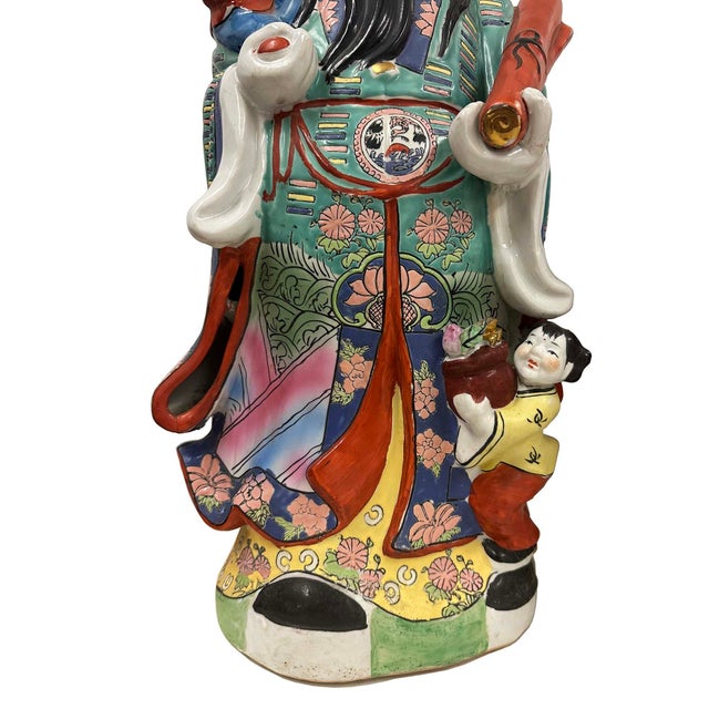 Huge Set of 3 Vintage Chinese Fu Lu Shou Feng Shui Trio Gods Figurines Statues For Sale - Image 4 of 16