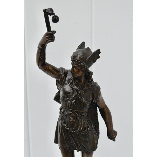 Italian Antique Spelter Bronze Finish Roman Warrior Statue For Sale - Image 3 of 12