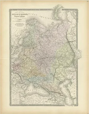 Antique Map of Russia in Europe by Levasseur, 1875