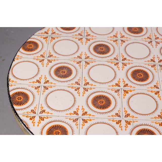 French Wrought Iron Bistro Guinguette Table with Faience Top, 1900s For Sale - Image 9 of 11