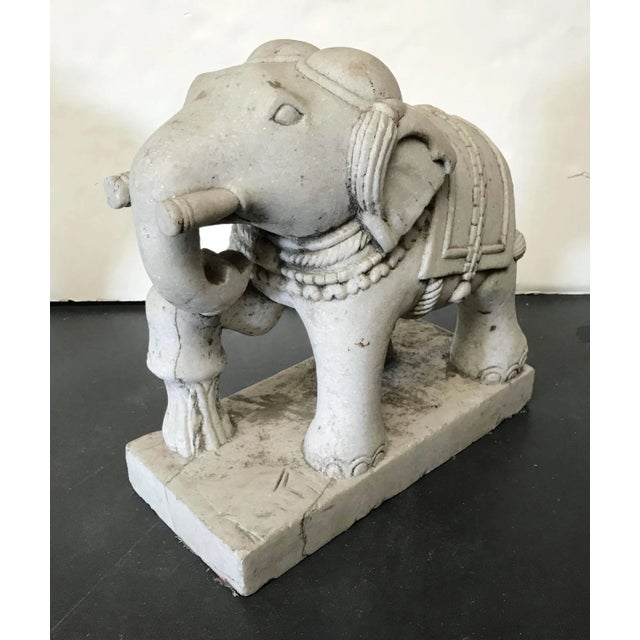 Stone C 1930s Hand Carved Stone Elephants - a Pair For Sale - Image 7 of 12