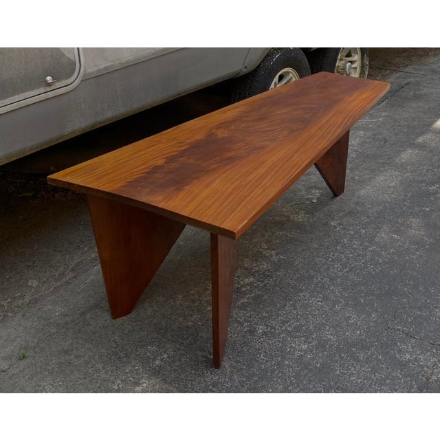 Large Mid-Century Organic Modern Walnut Plank Bench or Table - George Nakashima Inspired For Sale - Image 4 of 6