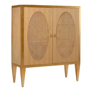 Petite Caned Bar Cabinet For Sale