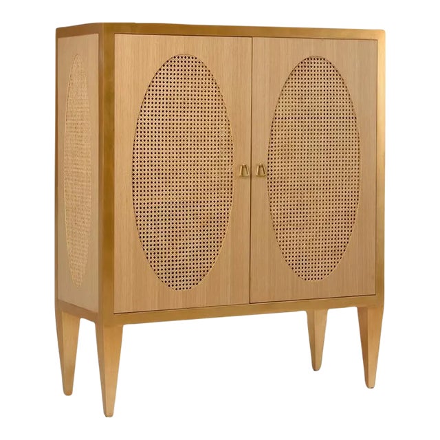Petite Caned Bar Cabinet For Sale