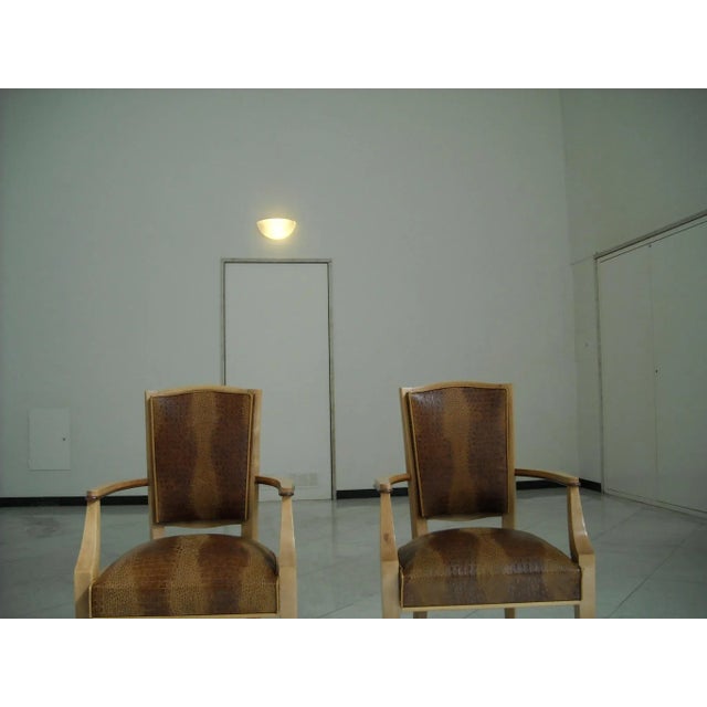 Set of Art Deco Faux Crocodile Embossed Leather Armchairs, 1940s For Sale - Image 4 of 8