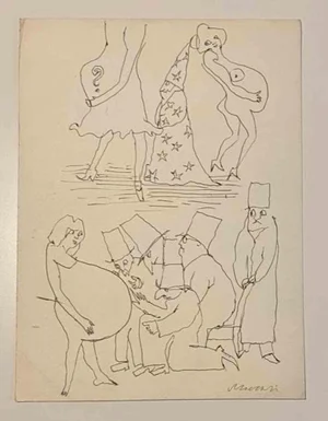 Mino Maccari, The Magician, Drawing, Mid-20th Century