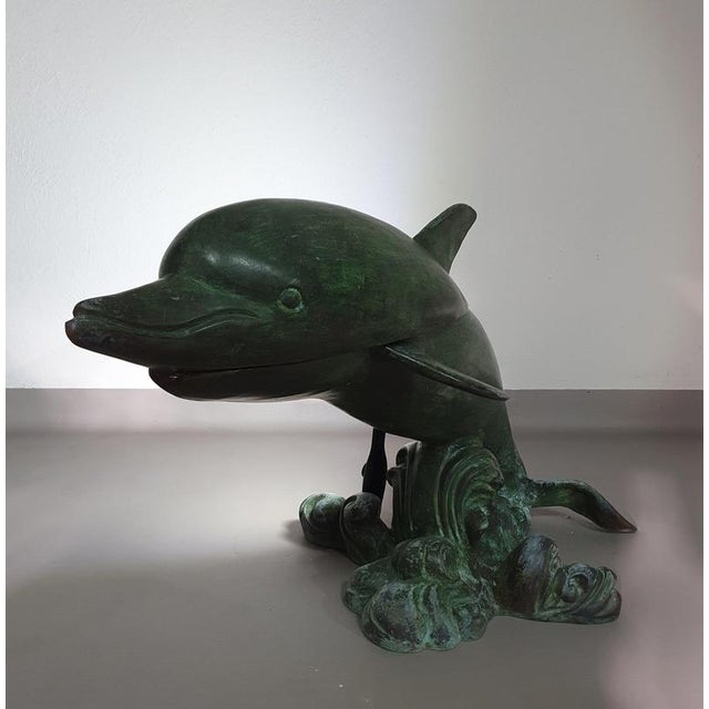 Metal Bronze Dolphin Coffee Table with Oval Glass Top, 1970s For Sale - Image 7 of 14