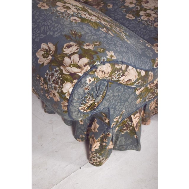 Vintage Chaise Lounge in Blue Flowery Fabric, 1920s For Sale - Image 10 of 13