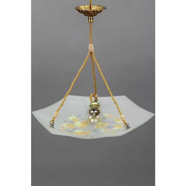 Art Deco Enameled and Frosted Glass Pendant Light from Loys Lucha, 1930s For Sale - Image 12 of 18