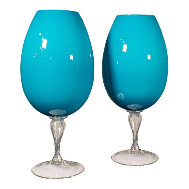 1970s Giant Pair of Vintage English Wine Glasses Chairish