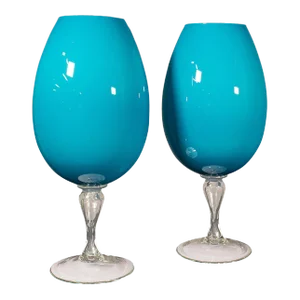 1970s Giant Pair of Vintage English Wine Glasses