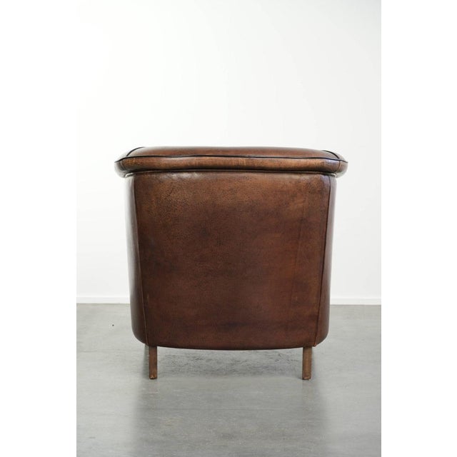 Art Deco Sheepskin Club Armchair with Black Piping For Sale - Image 4 of 14