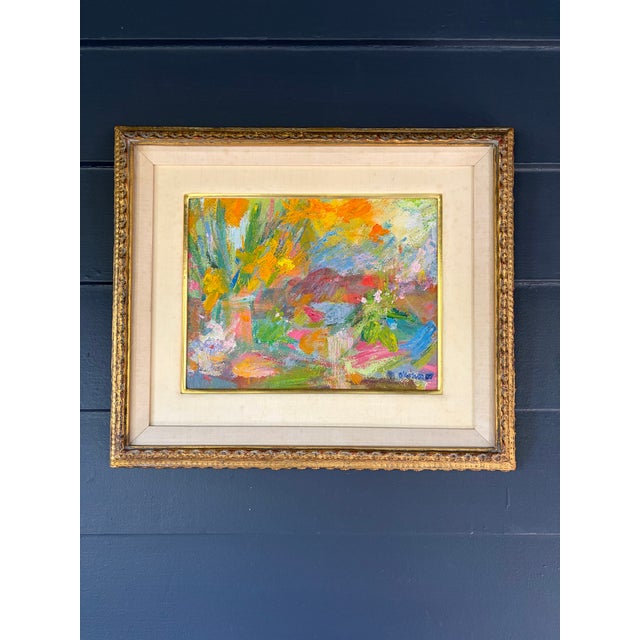 Pops of pink, cerulean, emerald green and lemon yellow bring a burst of joyful energy to any room. This original oil...