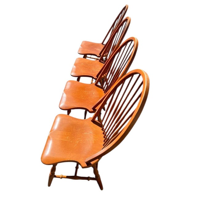 Traditional Set of 4 Vintage Bow-Back Windsor Dining Chairs For Sale - Image 3 of 4