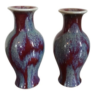 Antique Late Qing Chinese Porcelain Baluster Shaped Vases - a Pair For Sale