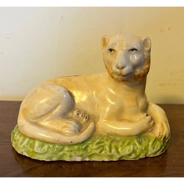 Early 19th Century Antique Early 19th Century English Porcelain Figure of a Lion For Sale - Image 5 of 13