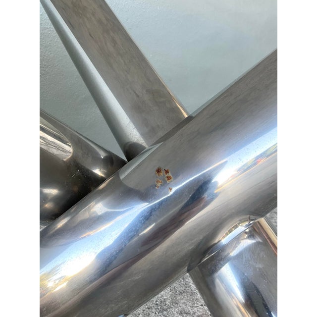 Chrome Vintage Italian Minotti Chrome and Marble Table For Sale - Image 8 of 12