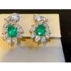GIA Certified F1 4ct Colombian Emerald & 2 Gia Diamond FVVS2 Earrings 18kw Gold For Sale - Image 16 of 18