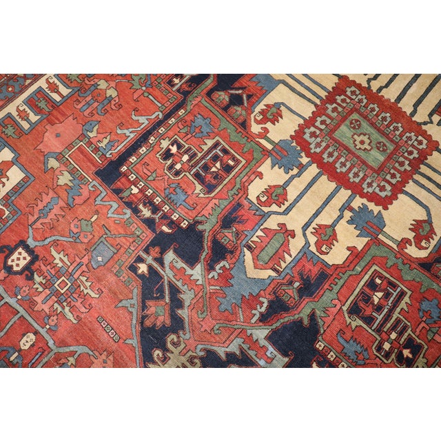 Textile Zabihi Collection Pictorial Animal Figure Antique Persian Serapi Carpet - 11'1" x 15'1" For Sale - Image 7 of 18