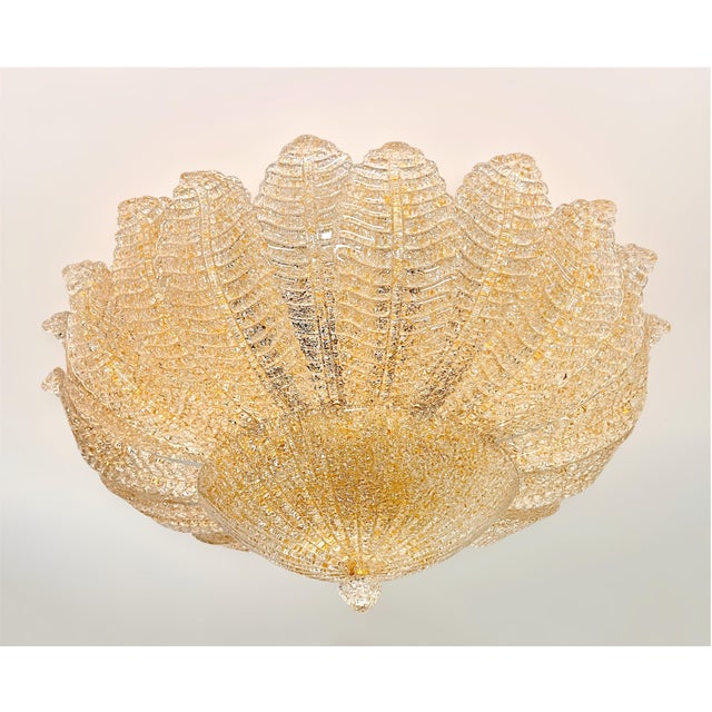 Mid-Century Modern Murano Flower Ceiling Lamp | Golden - Amber Art Glass For Sale - Image 3 of 8