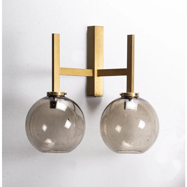 Large Brass Wall Lamp attributed to Holger Johansson, Sweden, 1960s For Sale - Image 3 of 10